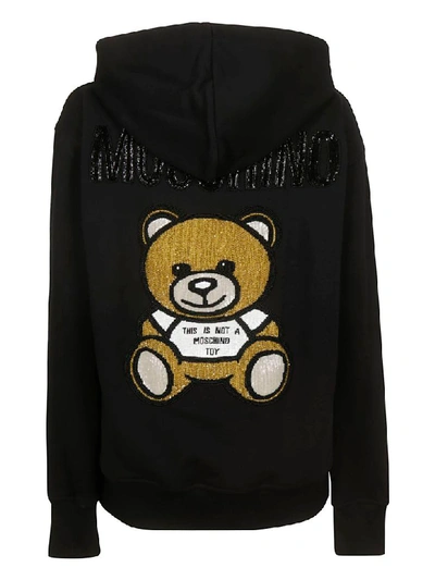 Shop Moschino Teddy Bear Hoodie In Black
