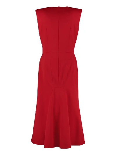 Shop Alexander Mcqueen Virgin Wool Midi Dress In Red