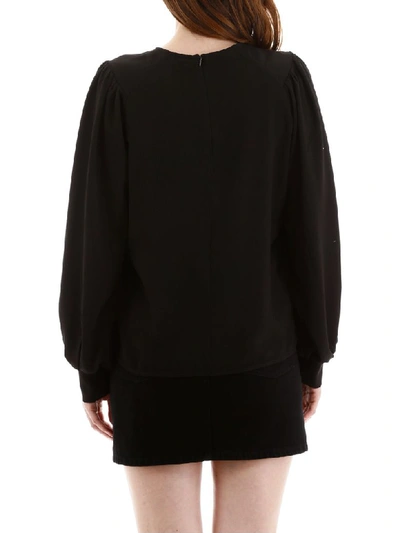 Shop Ganni Crepe Blouse In Black (black)