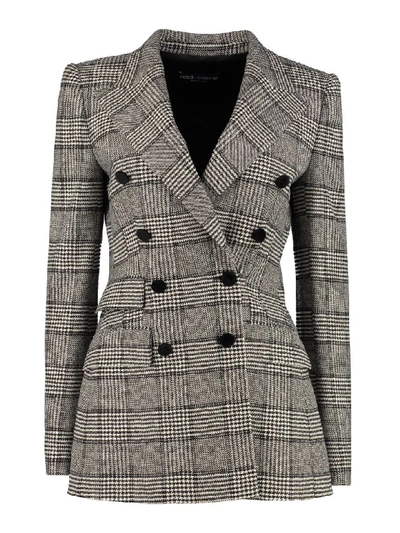 Shop Dolce & Gabbana Prince Of Wales Double Breasted Blazer In Multicolor