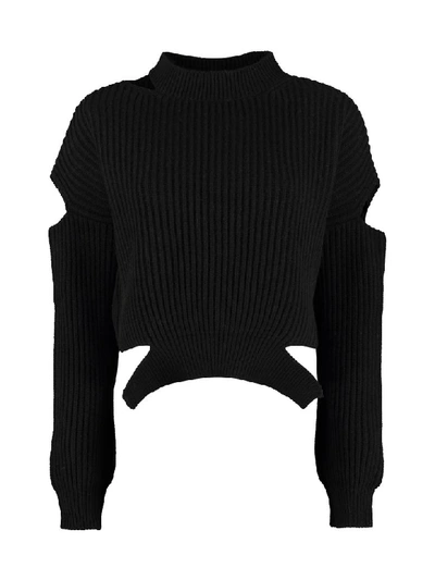 Shop Pinko Scozzese Ribbed Wool Sweater In Black