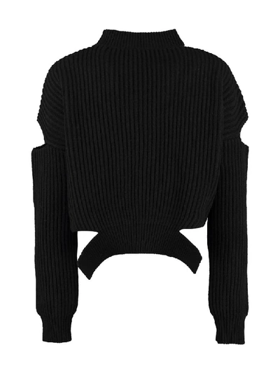 Shop Pinko Scozzese Ribbed Wool Sweater In Black