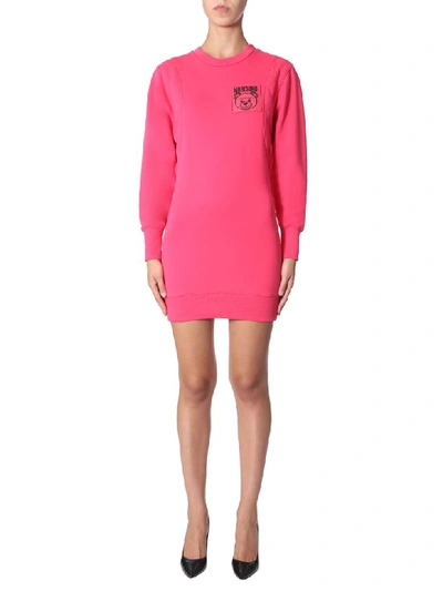 Shop Moschino Sweat Dress In Fucsia