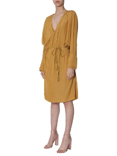 Shop Lanvin Midi Dress In Oro