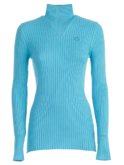 Shop Courrèges Sweater L/s In Sky Blue