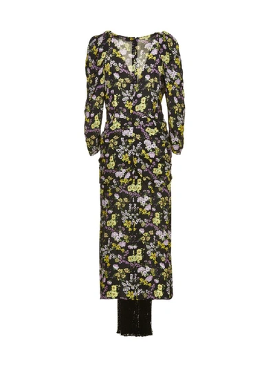 Shop Magda Butrym Floral Print Dress In Nero Multicolor