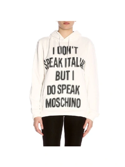 Shop Moschino Capsule Collection Pixel Sweatshirt With Hood In White