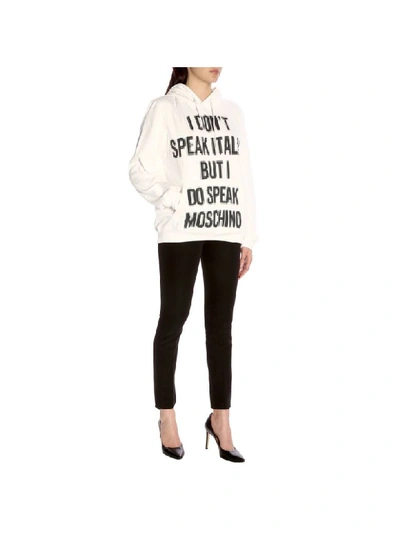 Shop Moschino Capsule Collection Pixel Sweatshirt With Hood In White