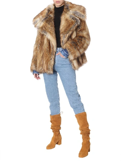 Shop Dsquared2 Eco-fur Jacket In Beige