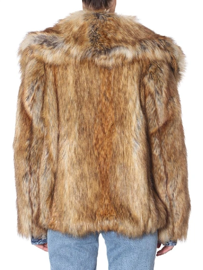 Shop Dsquared2 Eco-fur Jacket In Beige