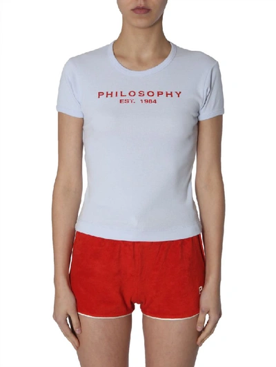 Shop Philosophy Di Lorenzo Serafini T-shirt With Logo Print In Azzurro