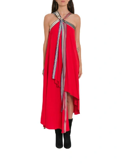 Shop Monse Grosgrain Tie Midi Dress In Rosso