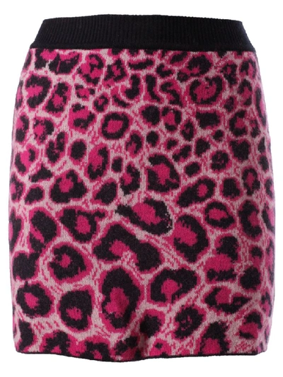 Shop Alberta Ferretti Leopard Print Skirt In Pink/multicolor