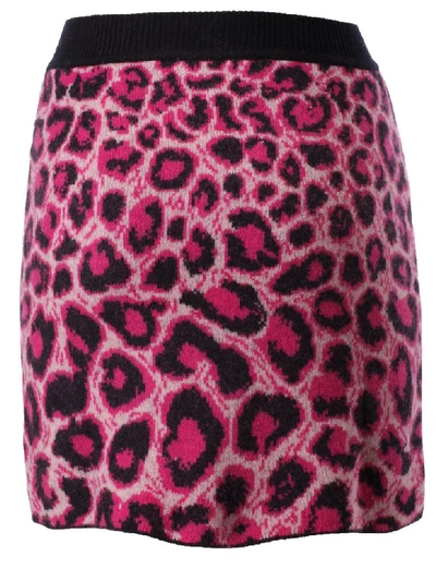 Shop Alberta Ferretti Leopard Print Skirt In Pink/multicolor