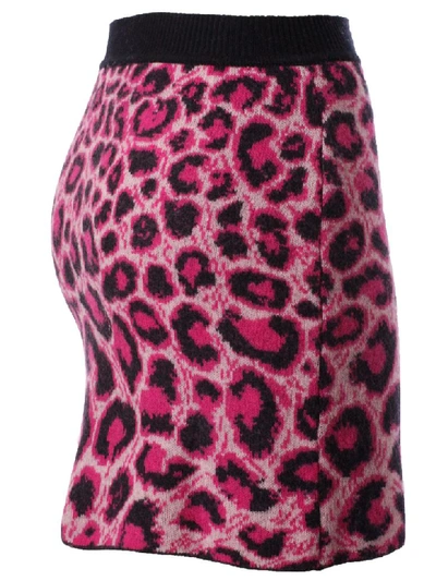 Shop Alberta Ferretti Leopard Print Skirt In Pink/multicolor