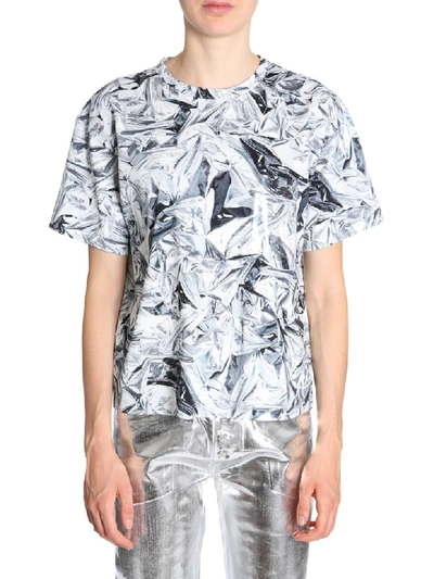 Shop Mm6 Maison Margiela Regular Fit T-shirt In Argento