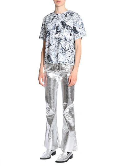 Shop Mm6 Maison Margiela Regular Fit T-shirt In Argento