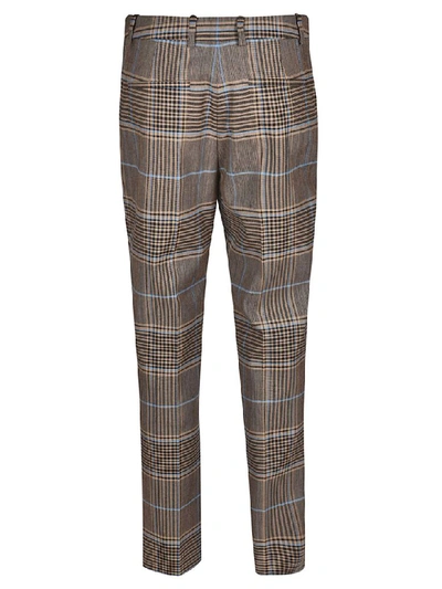 Shop Givenchy Checked Trousers In Beige/blu