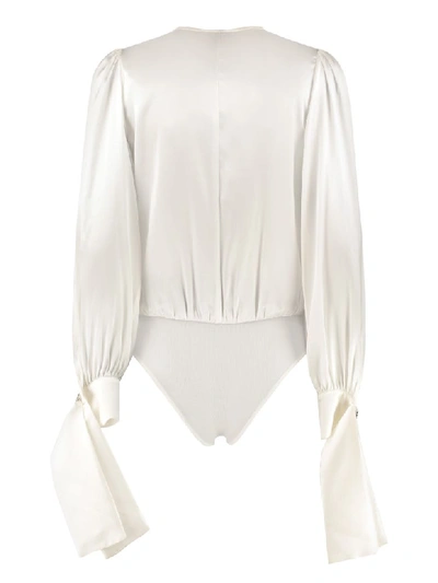 Shop Pinko Diva Crossed V-neck Body-shirt In White