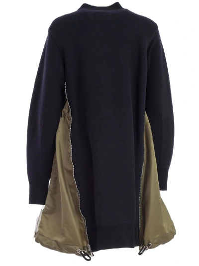 Shop Sacai Dress L/s Crew Neck W/side Zip In Navy