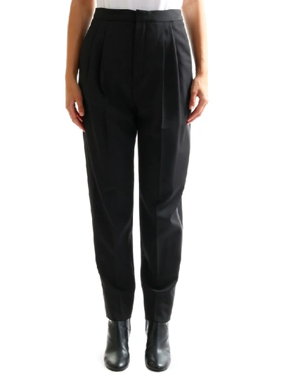 Shop Saint Laurent Trousers With Satin Bands In Black