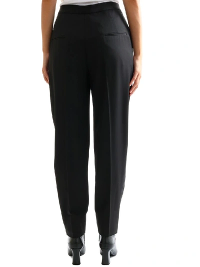 Shop Saint Laurent Trousers With Satin Bands In Black