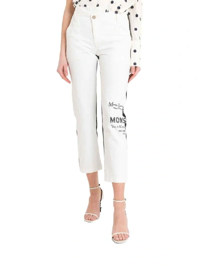 Shop Monse Logo Half And Half Jeans In Bianco/nero