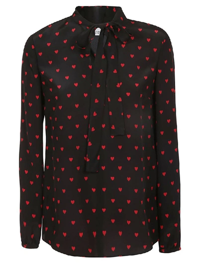 Shop Red Valentino Heart Print Blouse In Black