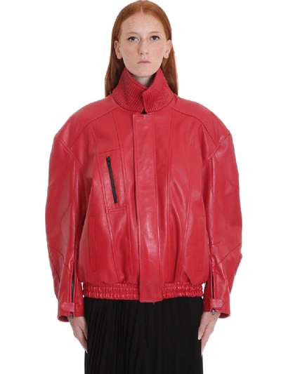 Shop Balenciaga Leather Jacket In Red Leather