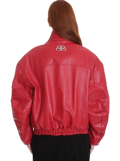 Shop Balenciaga Leather Jacket In Red Leather