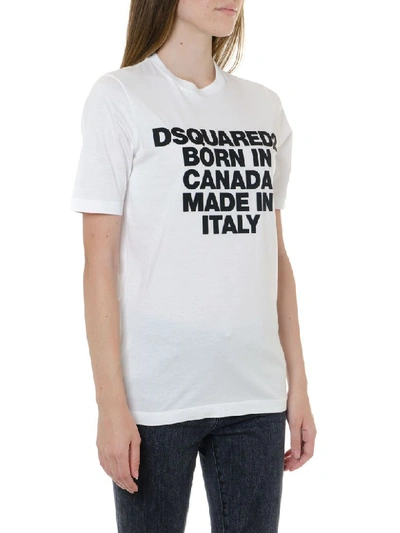 Shop Dsquared2 Born In Canada White Cotton T-shirt