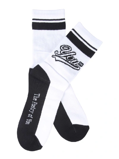 Shop Msgm Socks With Logo In Nero