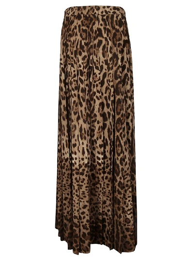 Shop Dolce & Gabbana Animal Print Pleated Skirt In Leo New