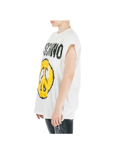 Shop Moschino Peace Pixel T-shirt In Bianco