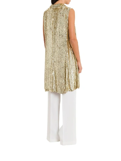 Shop P.a.r.o.s.h Long Sequins Waistcoat In Oro