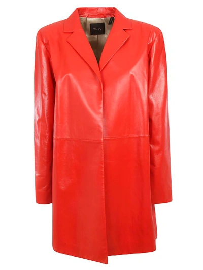 Shop Theory Varnished Overlay Shirt In Red