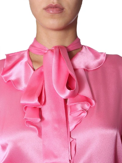 Shop Msgm Shirt With Ruches In Rosa