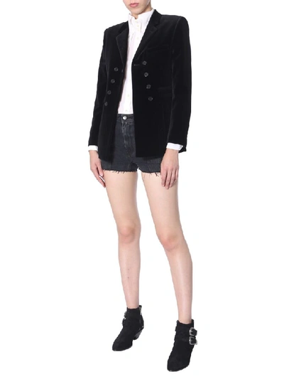 Shop Saint Laurent Velvet Jacket In Nero