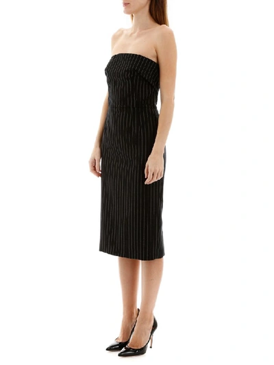 Shop Dolce & Gabbana Pinstriped Bustier Dress In Rigato (grey)