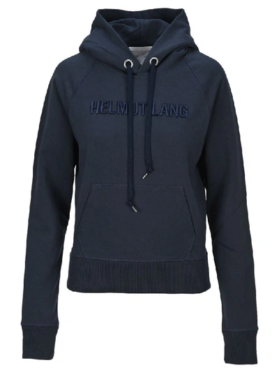 Shop Helmut Lang Monogram Slim Hoodie In Navy