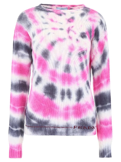 Shop Prada Tie Dye Pullover In Nero Rosa (grey)