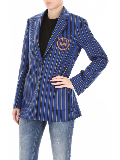 Shop Calvin Klein Striped Jacket In Blue (blue)