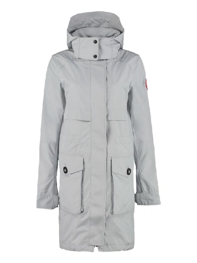 Shop Canada Goose Cavalry Hooded Trench Coat In Grey