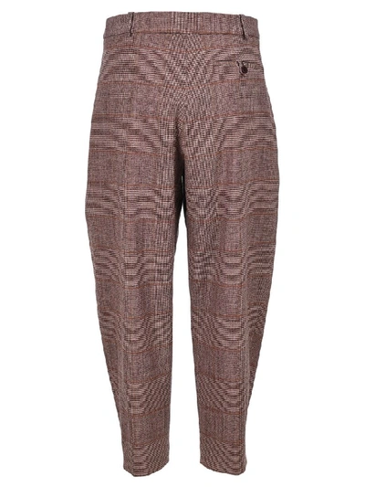 Shop Stella Mccartney Checked Tapared Trousers In Burgundy