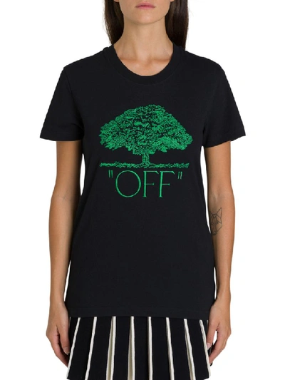 Shop Off-white Off Tree Embroidered Tee In Nero