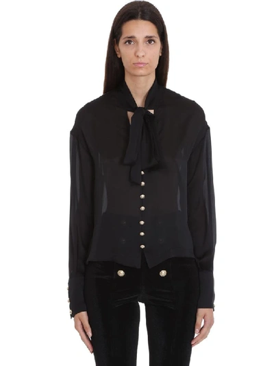 Shop Balmain Blouse In Black Silk