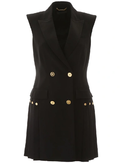 Shop Versace Tailoring Mini Dress In Nero (black)