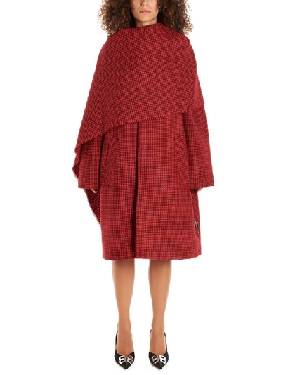 Shop Balenciaga Scarf Coat In Red