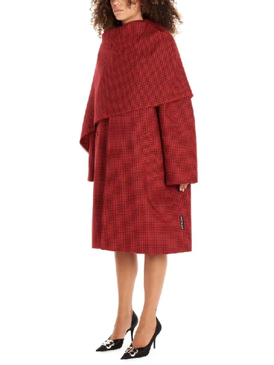 Shop Balenciaga Scarf Coat In Red