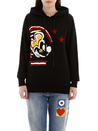 Shop Iceberg Mickey Mouse Hoodie In Nero (black)